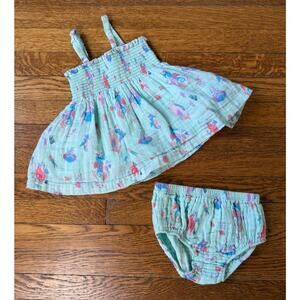 Angel Dear Girls' Seahorse Print Muslin Dress Set 18-24m